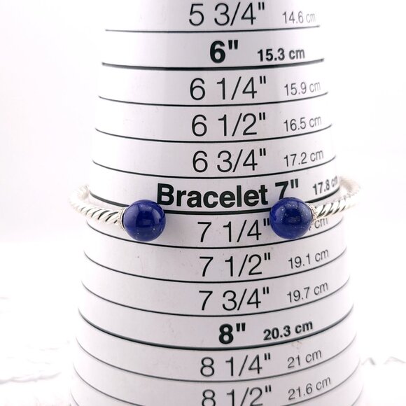 David Yurman Sterling Silver Diamonds & Lapis Solari 3.5mm Bangle Bracelet - Picture 4 of 11